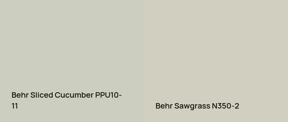 Behr Sliced Cucumber PPU10-11 vs Behr Sawgrass N350-2