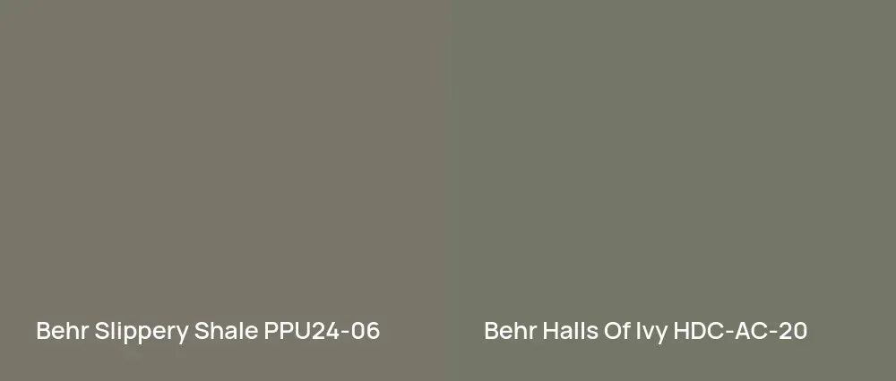 Behr Slippery Shale PPU24-06 vs Behr Halls Of Ivy HDC-AC-20