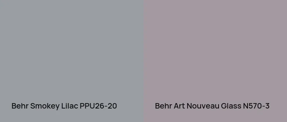 Behr Smokey Lilac PPU26-20 vs Behr Art Nouveau Glass N570-3