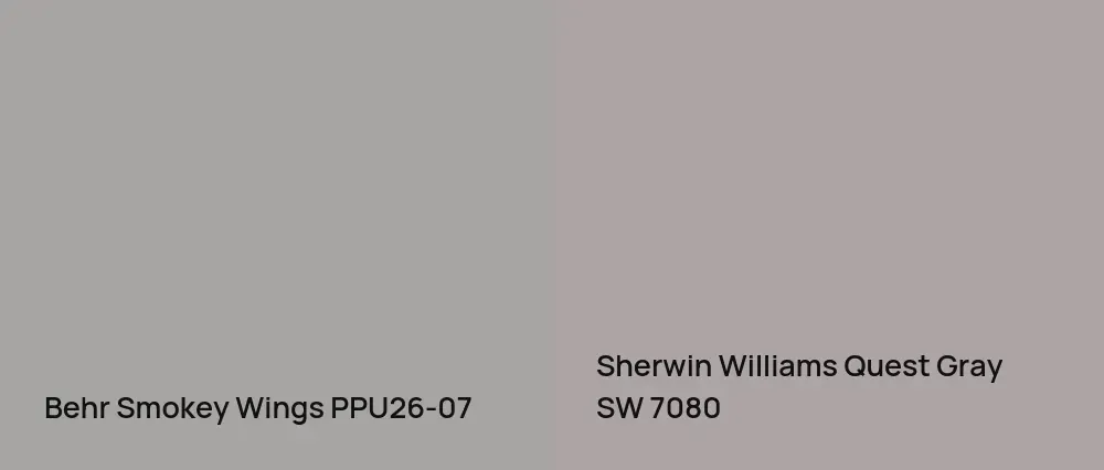 Behr Smokey Wings PPU26-07 vs Sherwin Williams Quest Gray SW 7080