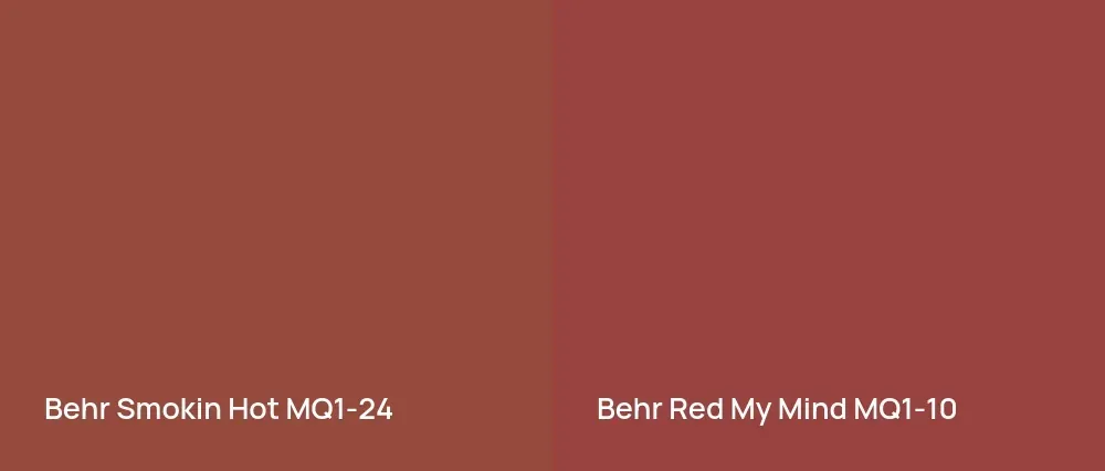 Behr Smokin Hot MQ1-24 vs Behr Red My Mind MQ1-10