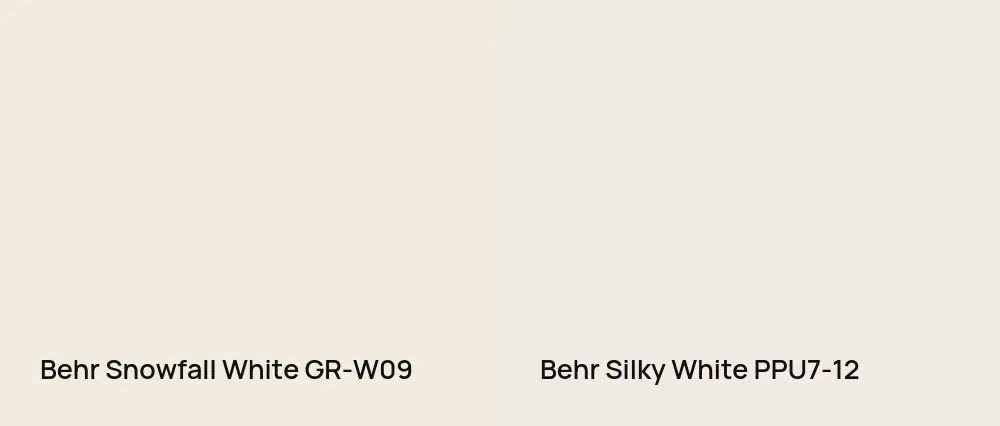 Behr Snowfall White GR-W09 vs Behr Silky White PPU7-12
