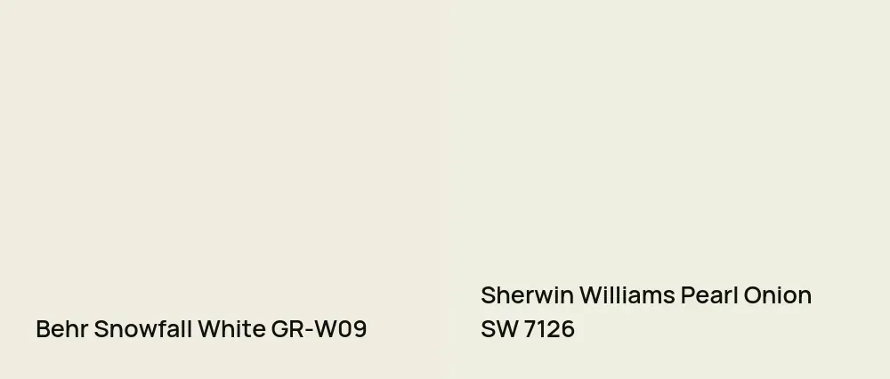 Behr Snowfall White GR-W09 vs Sherwin Williams Pearl Onion SW 7126