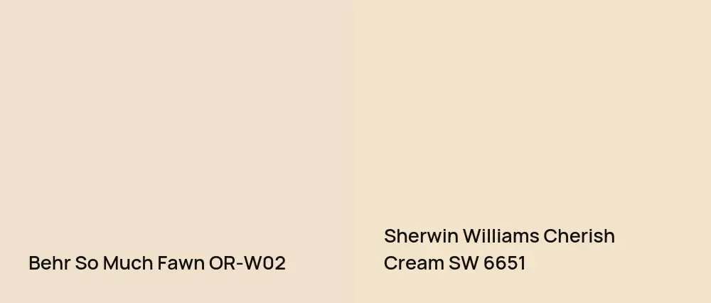 Behr So Much Fawn OR-W02 vs Sherwin Williams Cherish Cream SW 6651