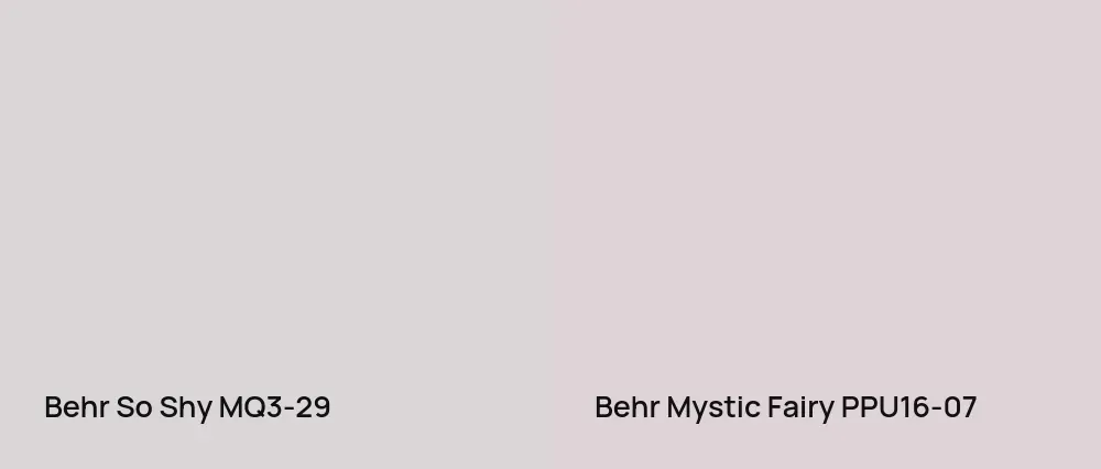Behr So Shy MQ3-29 vs Behr Mystic Fairy PPU16-07