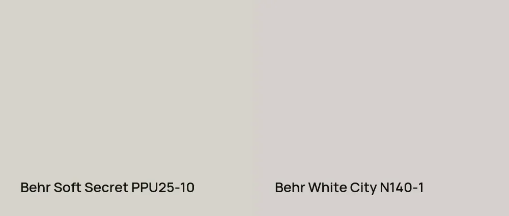 Behr Soft Secret PPU25-10 vs Behr White City N140-1