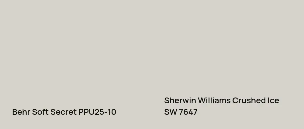 Behr Soft Secret PPU25-10 vs Sherwin Williams Crushed Ice SW 7647