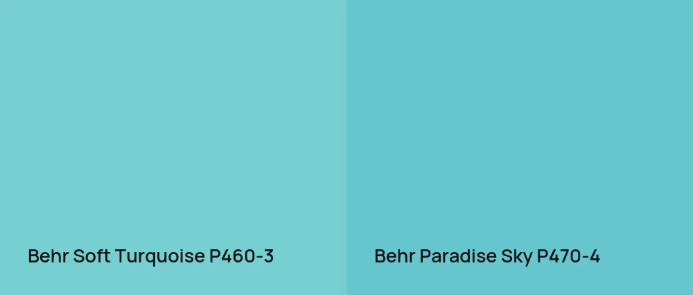 Behr Soft Turquoise P460-3 vs Behr Paradise Sky P470-4