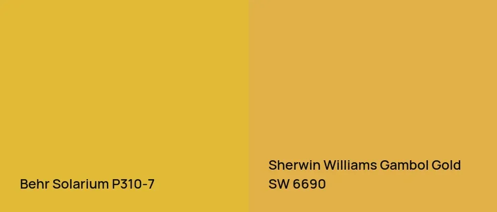Behr Solarium P310-7 vs Sherwin Williams Gambol Gold SW 6690