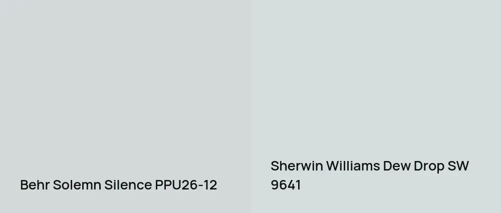 Behr Solemn Silence PPU26-12 vs Sherwin Williams Dew Drop SW 9641