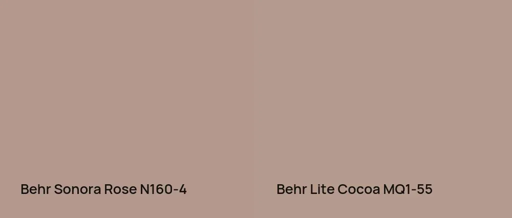Behr Sonora Rose N160-4 vs Behr Lite Cocoa MQ1-55