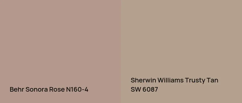 Behr Sonora Rose N160-4 vs Sherwin Williams Trusty Tan SW 6087