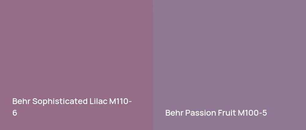 Behr Sophisticated Lilac M110-6 vs Behr Passion Fruit M100-5