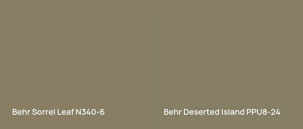 Behr Sorrel Leaf N340-6 vs Behr Deserted Island PPU8-24
