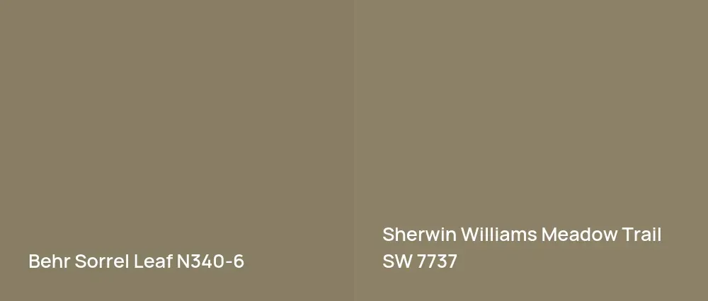 Behr Sorrel Leaf N340-6 vs Sherwin Williams Meadow Trail SW 7737