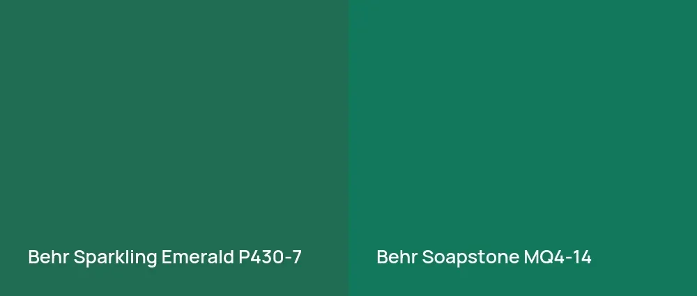 Behr Sparkling Emerald P430-7 vs Behr Soapstone MQ4-14