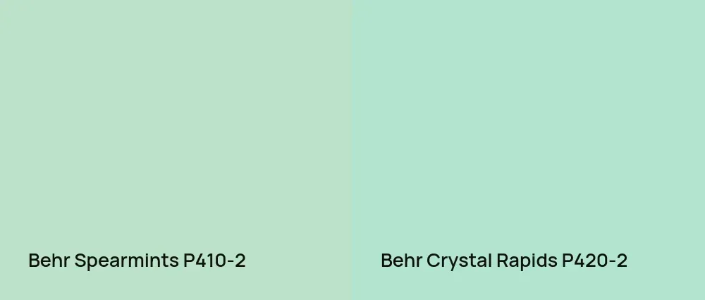 Behr Spearmints P410-2 vs Behr Crystal Rapids P420-2