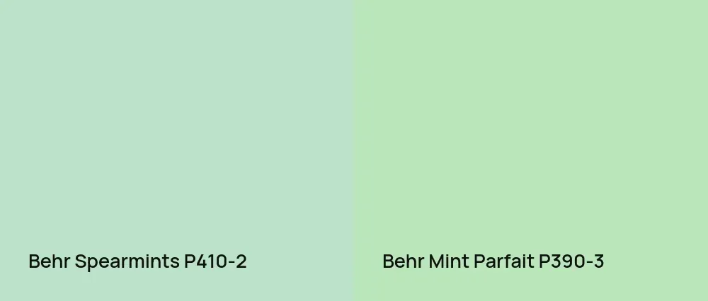 Behr Spearmints P410-2 vs Behr Mint Parfait P390-3