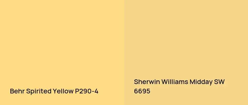 Behr Spirited Yellow P290-4 vs Sherwin Williams Midday SW 6695