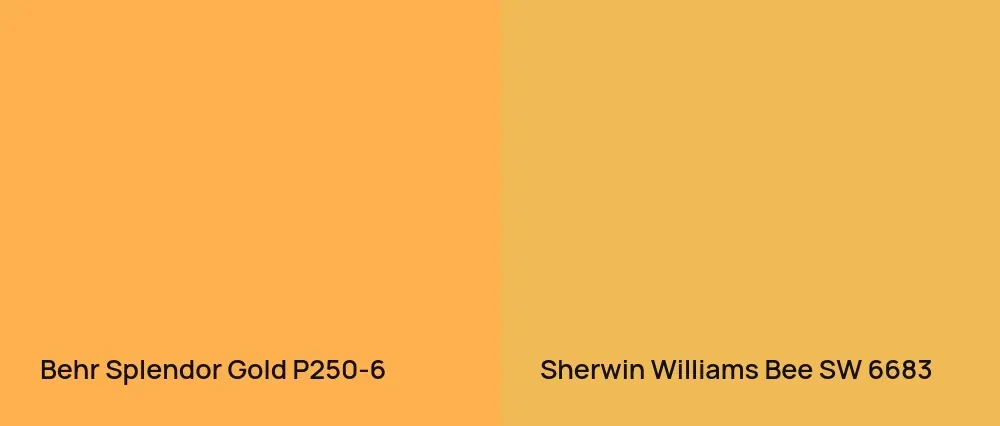 Behr Splendor Gold P250-6 vs Sherwin Williams Bee SW 6683