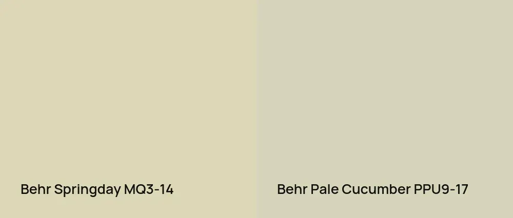 Behr Springday MQ3-14 vs Behr Pale Cucumber PPU9-17