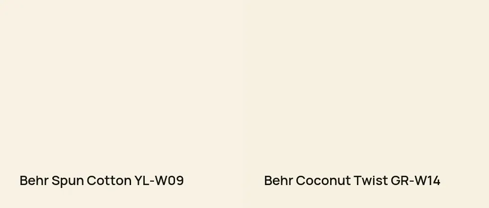 Behr Spun Cotton YL-W09 vs Behr Coconut Twist GR-W14