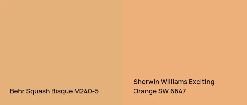 Behr Squash Bisque M240-5 vs Sherwin Williams Exciting Orange SW 6647