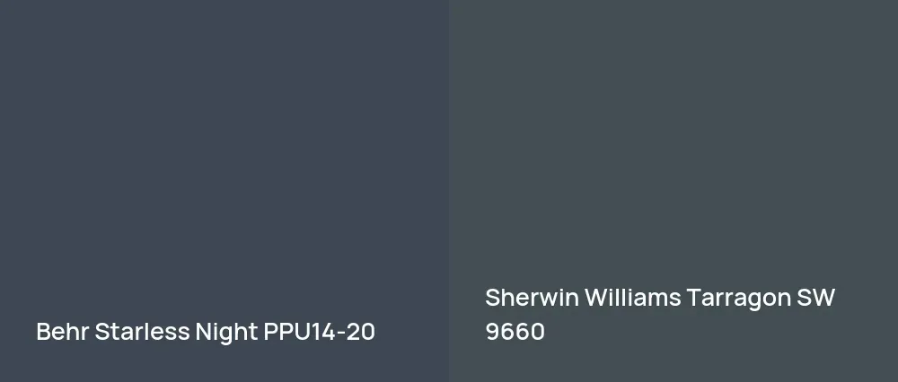 Behr Starless Night PPU14-20 vs Sherwin Williams Tarragon SW 9660