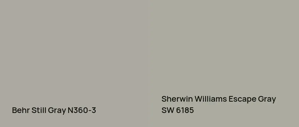Behr Still Gray N360-3 vs Sherwin Williams Escape Gray SW 6185