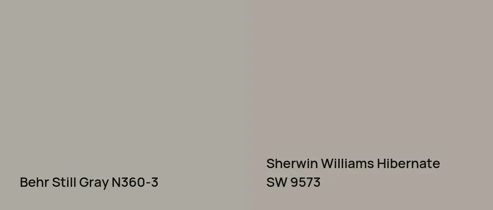 Behr Still Gray N360-3 vs Sherwin Williams Hibernate SW 9573