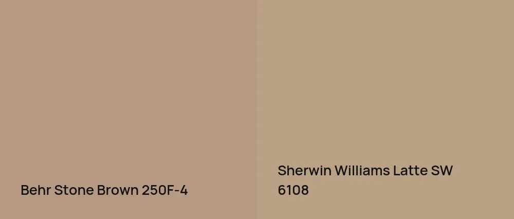 Behr Stone Brown 250F-4 vs Sherwin Williams Latte SW 6108