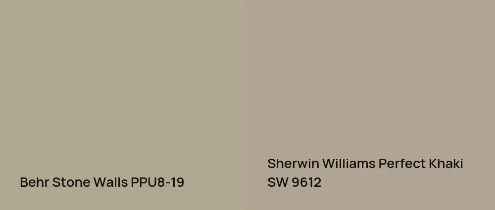 Behr Stone Walls PPU8-19 vs Sherwin Williams Perfect Khaki SW 9612