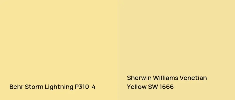 Behr Storm Lightning P310-4 vs Sherwin Williams Venetian Yellow SW 1666