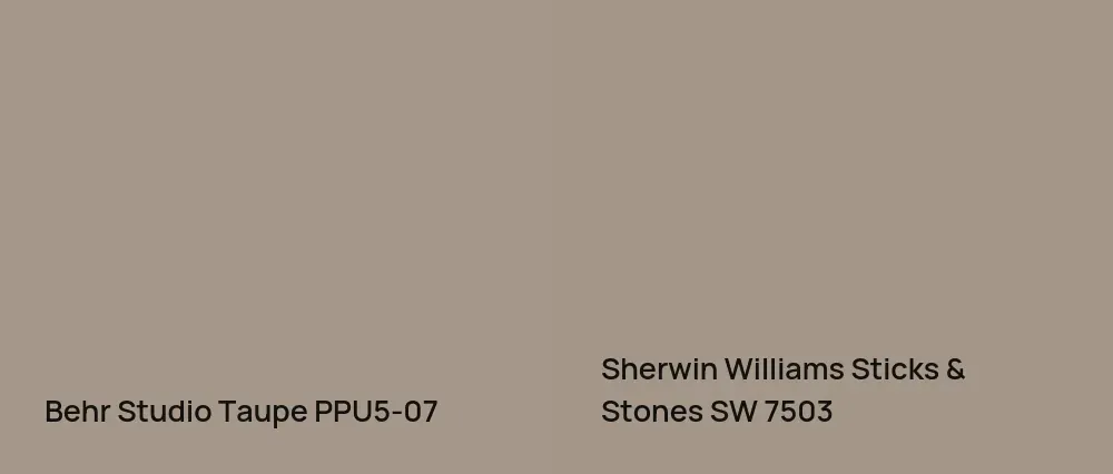 Behr Studio Taupe PPU5-07 vs Sherwin Williams Sticks & Stones SW 7503