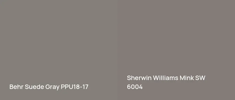 Behr Suede Gray PPU18-17 vs Sherwin Williams Mink SW 6004