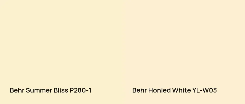 Behr Summer Bliss P280-1 vs Behr Honied White YL-W03