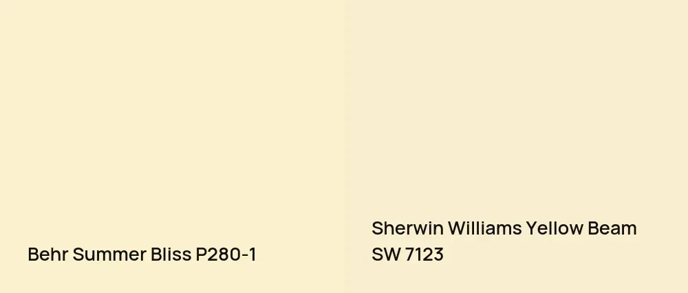 Behr Summer Bliss P280-1 vs Sherwin Williams Yellow Beam SW 7123