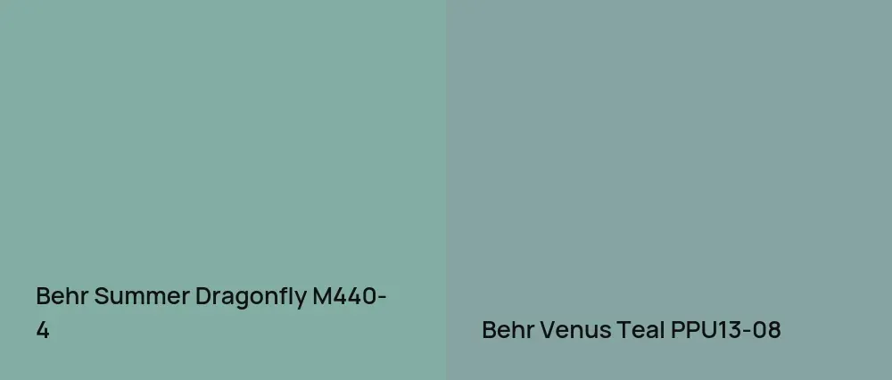 Behr Summer Dragonfly M440-4 vs Behr Venus Teal PPU13-08