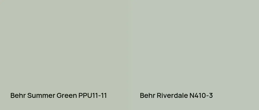 Behr Summer Green PPU11-11 vs Behr Riverdale N410-3