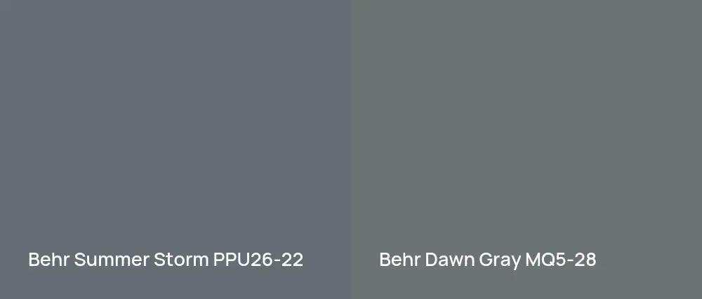 Behr Summer Storm PPU26-22 vs Behr Dawn Gray MQ5-28
