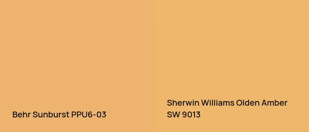 Behr Sunburst PPU6-03 vs Sherwin Williams Olden Amber SW 9013