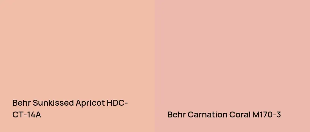 Behr Sunkissed Apricot HDC-CT-14A vs Behr Carnation Coral M170-3