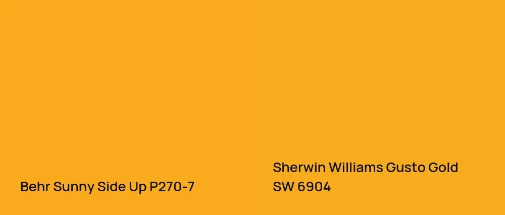Behr Sunny Side Up P270-7 vs Sherwin Williams Gusto Gold SW 6904