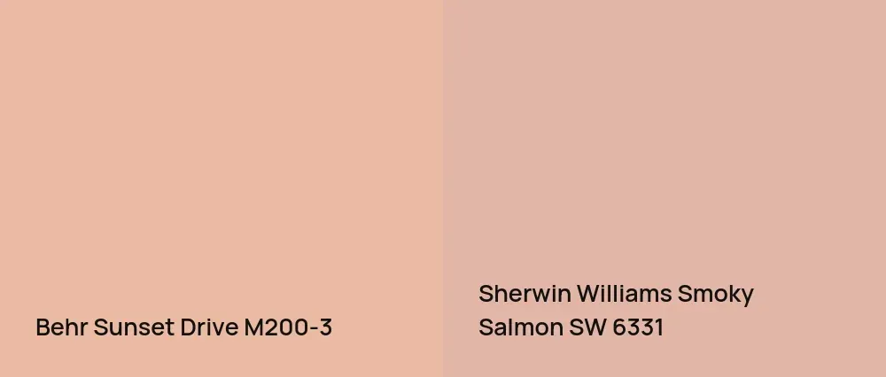 Behr Sunset Drive M200-3 vs Sherwin Williams Smoky Salmon SW 6331