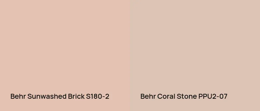 Behr Sunwashed Brick S180-2 vs Behr Coral Stone PPU2-07