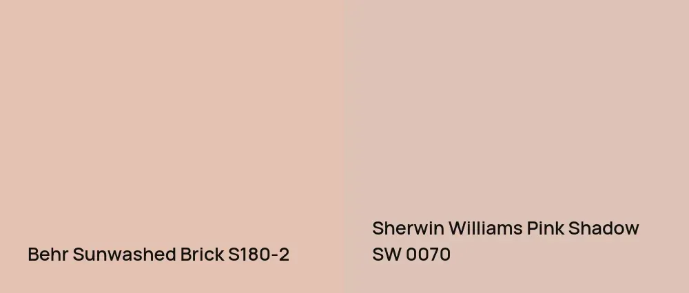 Behr Sunwashed Brick S180-2 vs Sherwin Williams Pink Shadow SW 0070