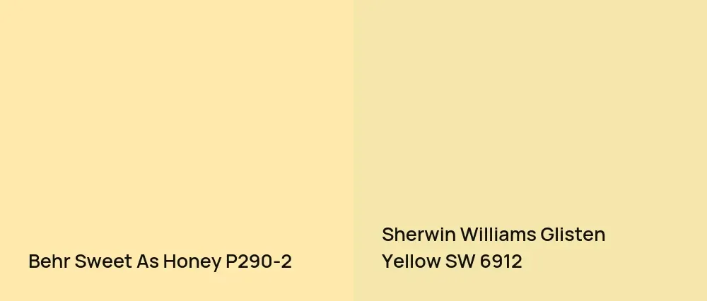 Behr Sweet As Honey P290-2 vs Sherwin Williams Glisten Yellow SW 6912