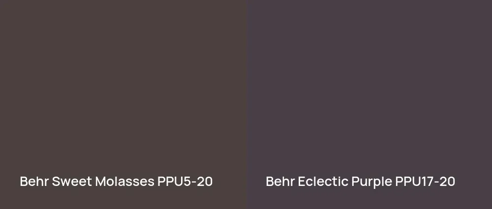 Behr Sweet Molasses PPU5-20 vs Behr Eclectic Purple PPU17-20