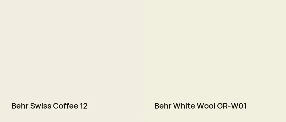 Behr Swiss Coffee 12 vs Behr White Wool GR-W01