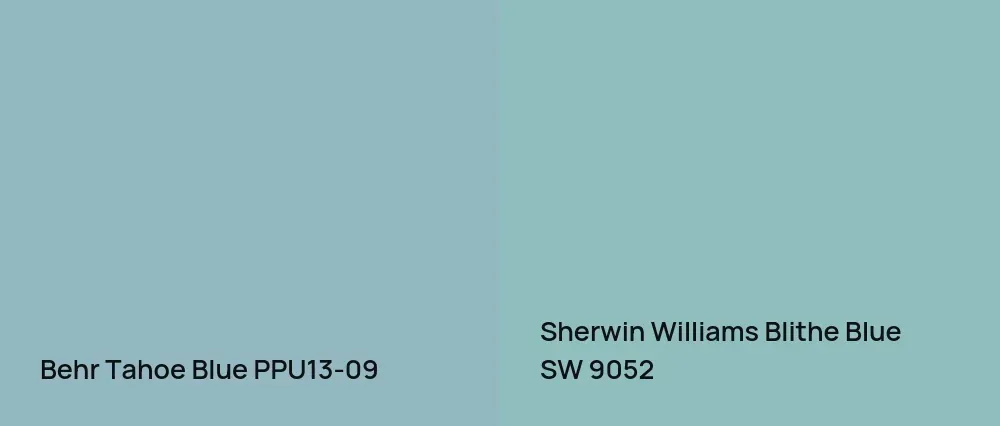 Behr Tahoe Blue PPU13-09 vs Sherwin Williams Blithe Blue SW 9052